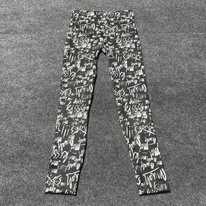 First Looks Leggings Womens S/M Black Kiss Script Print Seamless Skimmer Stretch